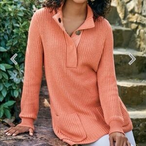 Soft‎ Surroundings  XL Sweater Orange Rust  Long Chunky Knit Fall Cozy